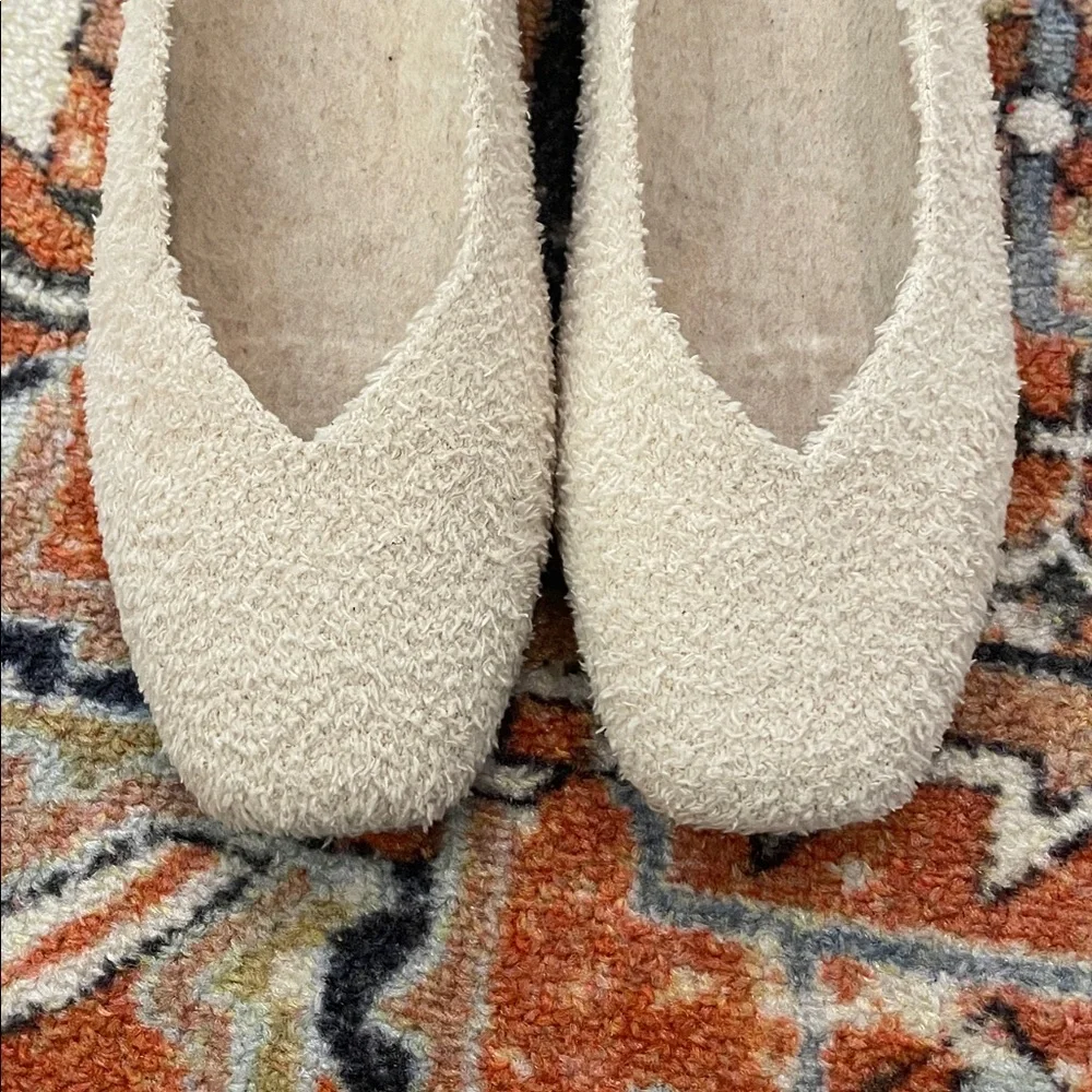 Vivaia Margot Square Toe Ballet Flats Terry Knit Cream | Women’s Size 5